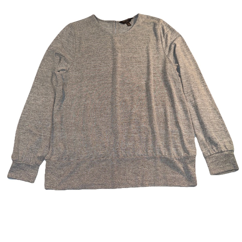 Banana Republic Soft Knit Scoop Neck‎ Long Sleeve Gray Marled Top Women's XL